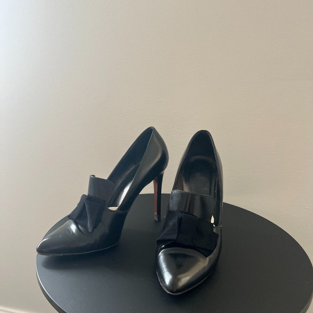 Lanvin 39.5 Black leather shoes with Bow